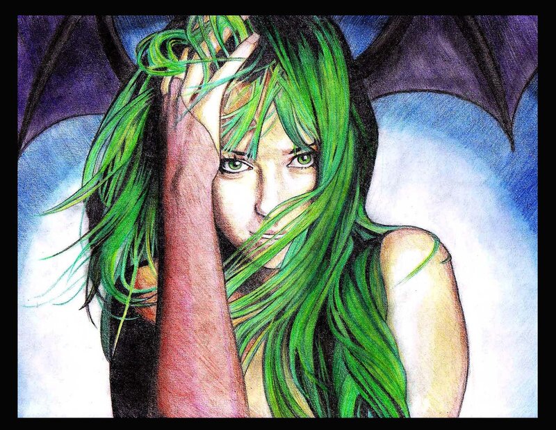 green-haired figure with wings