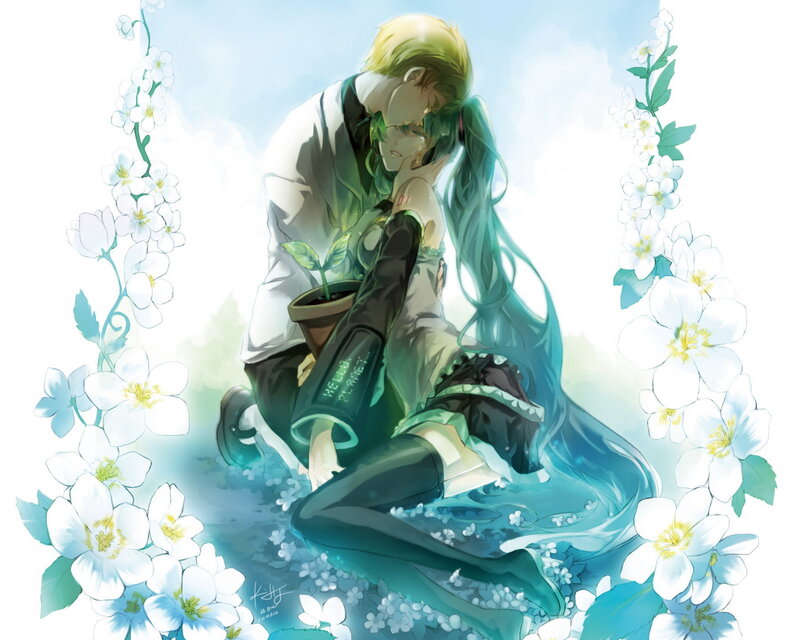 Green-haired Girl and Boy — Blue