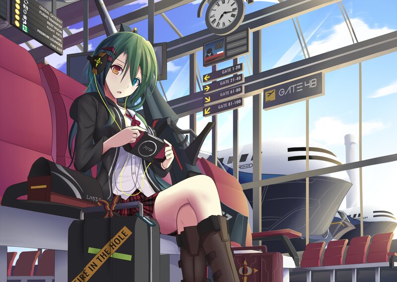 Green-haired Girl at Airport