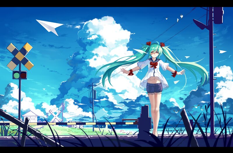 Green-haired Girl at Crossing