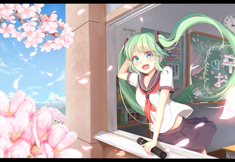 Green-haired Girl at Window — Green