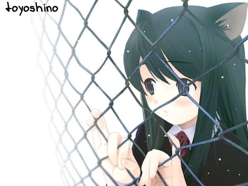 Green-haired Girl Behind Fence — Green, Melancholic