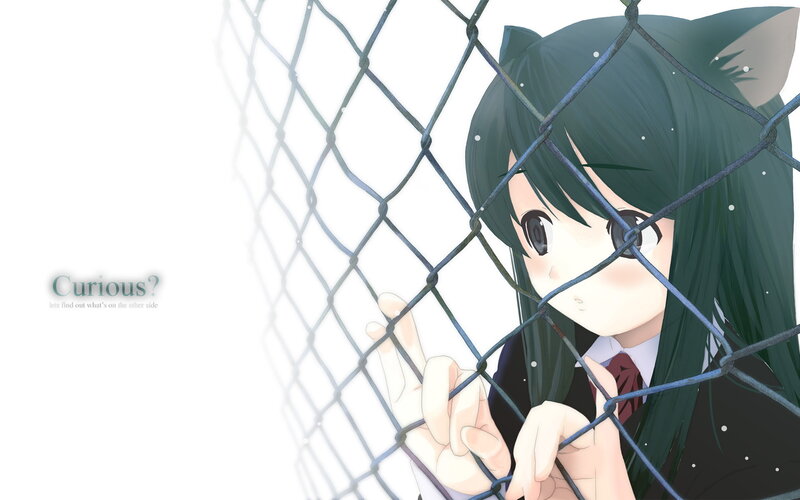 Green-haired Girl Behind Fence
