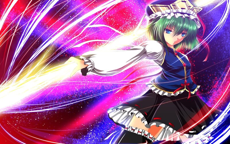 green-haired girl casting spell