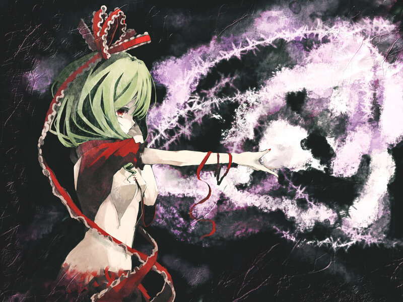 Green-haired Girl Casting Spell — Black