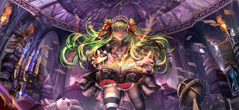 Green-haired Girl Casting Spell — Purple