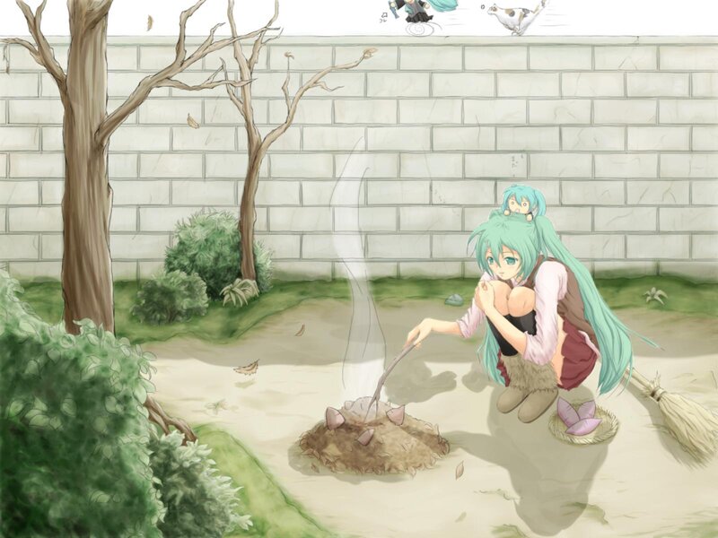 Green-haired Girl Cooking
