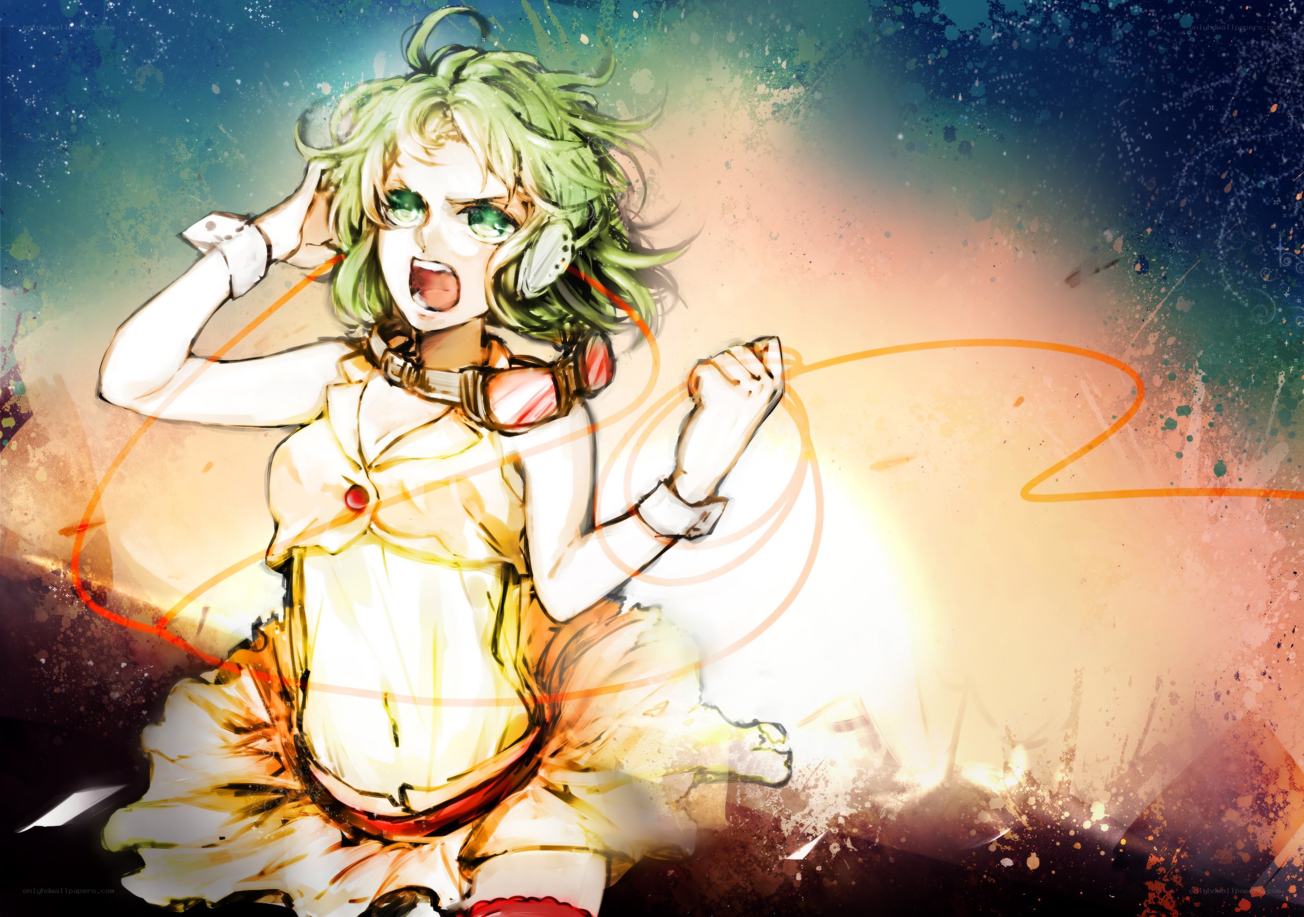green-haired girl dancing