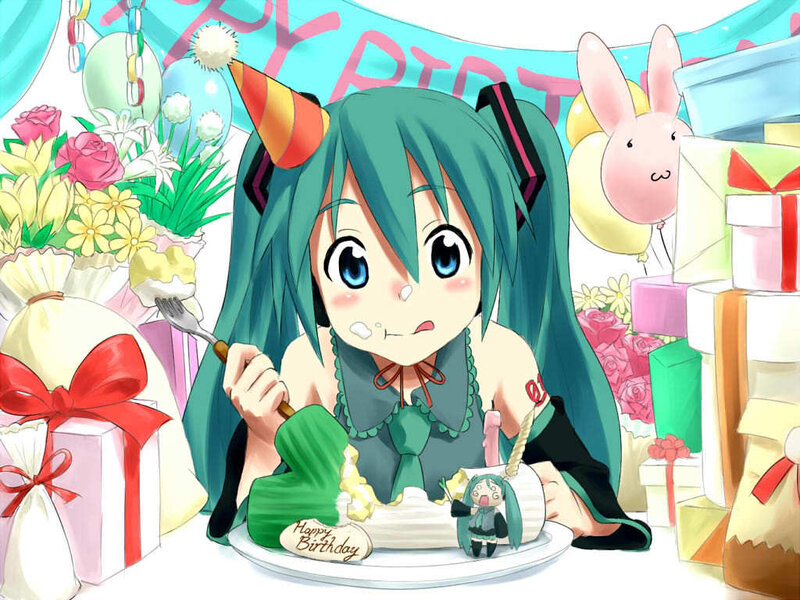 Green-haired Girl Eating Cake — Green