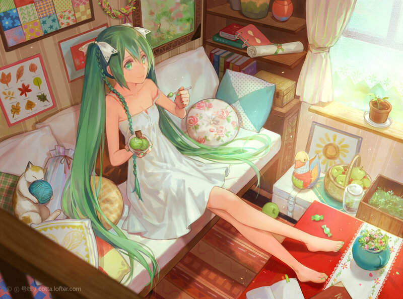 Green-haired Girl Eating