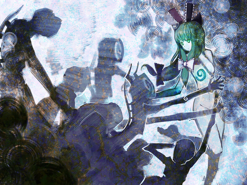 Green-haired Girl Fighting — Blue