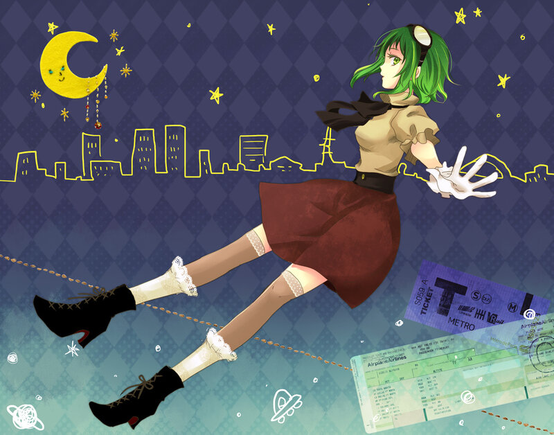 Green-haired Girl Floating