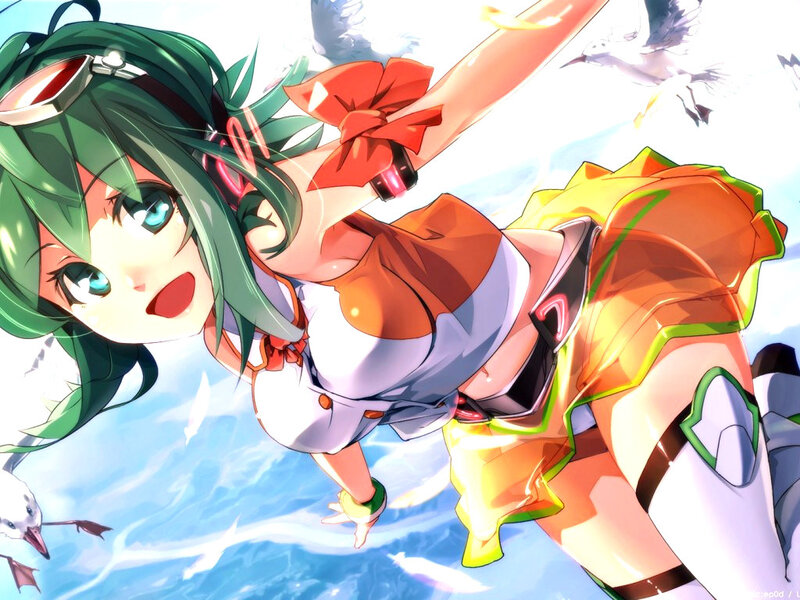 Green-haired Girl Flying