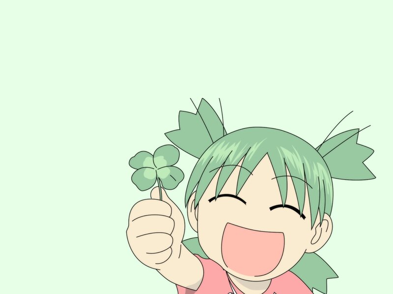 Green-haired Girl Holding Clover