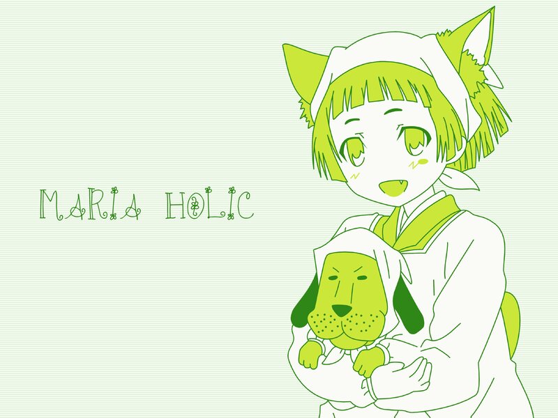 Green-haired Girl Holding Dog