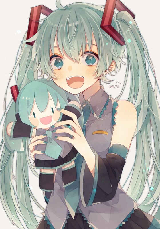 Green-haired Girl Holding Doll — Green