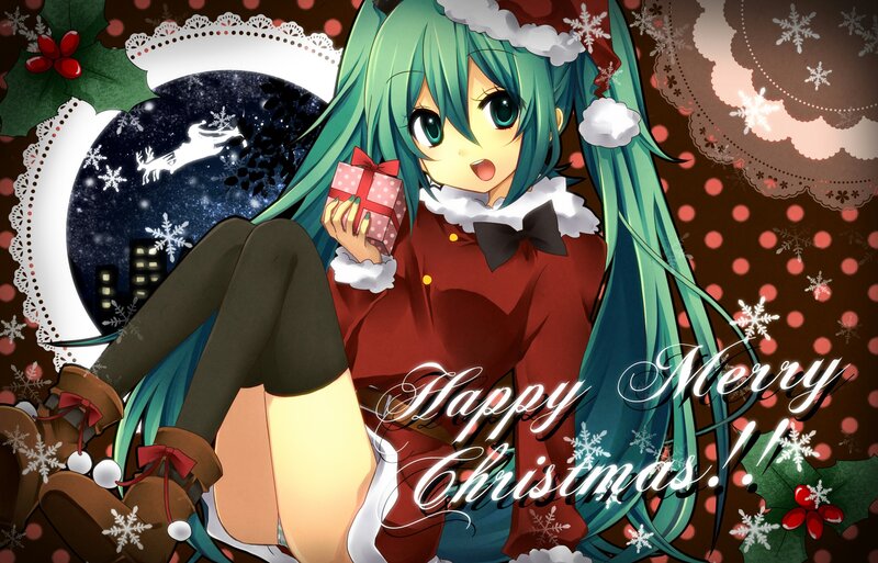 Green-haired Girl Holding Gift — Red, Festive