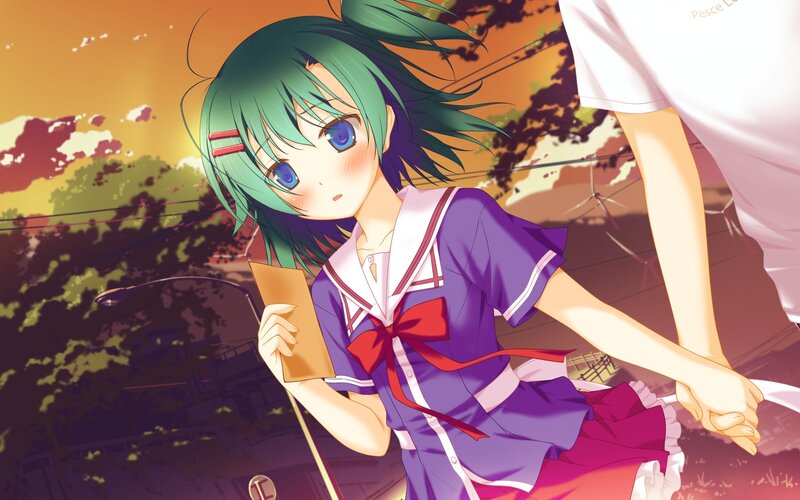 Green-haired Girl Holding Hand