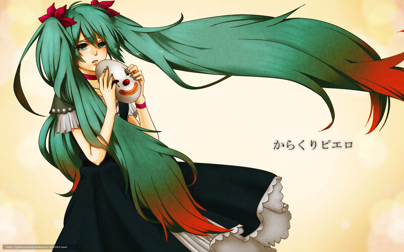 Green-haired Girl Holding Mask — Green, Dramatic