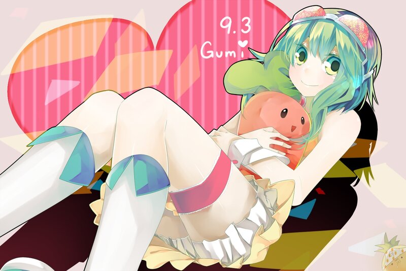 Green-haired Girl Holding Plush
