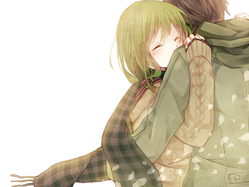 Green-haired Girl Hugging — Green, Peaceful, Winter