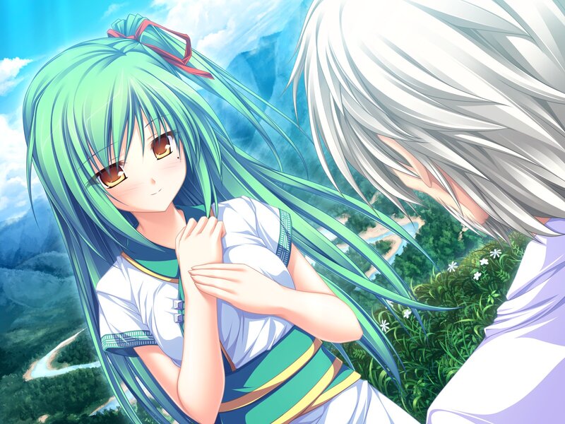 Green-haired Girl Hugging — Green
