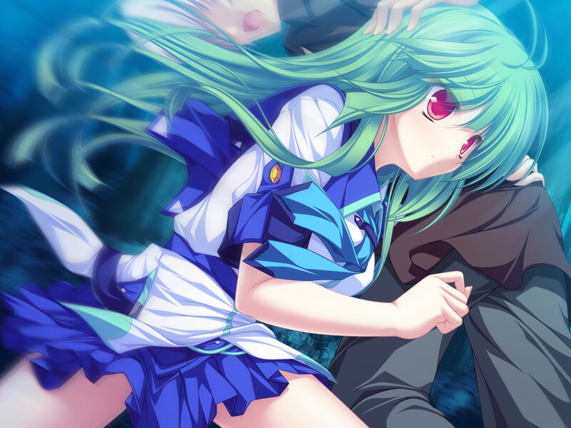 Green-haired Girl Hugging