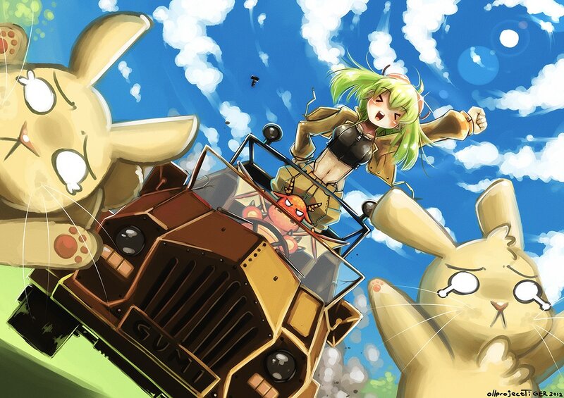 Green-haired girl in a car crash