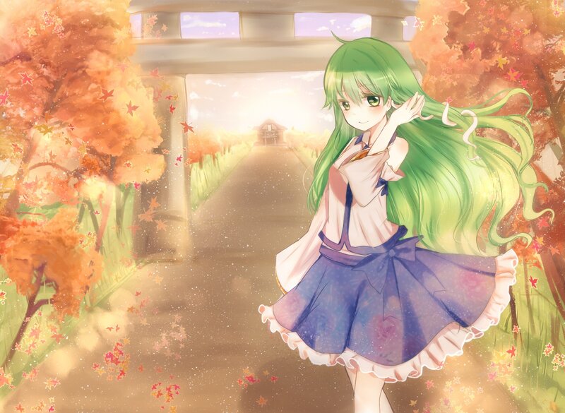 Green-haired girl in autumn