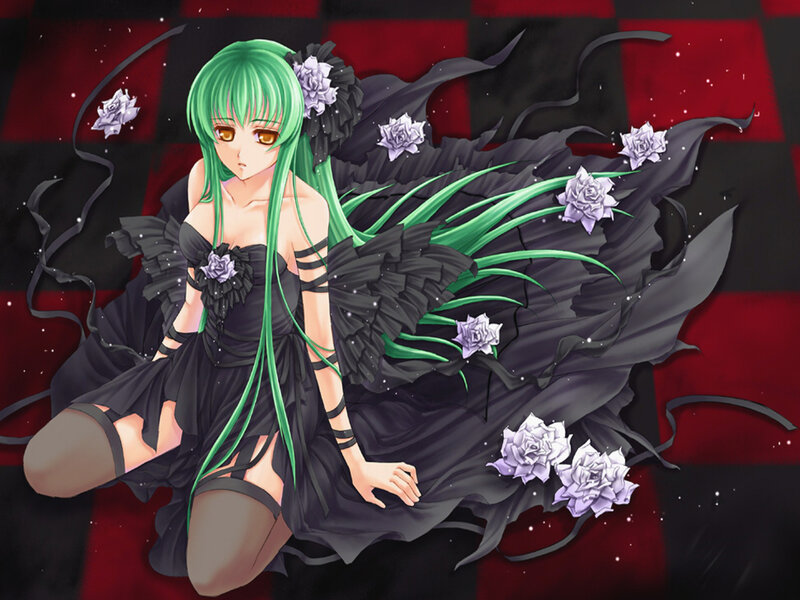 Green-haired Girl in Black Dress — Dramatic