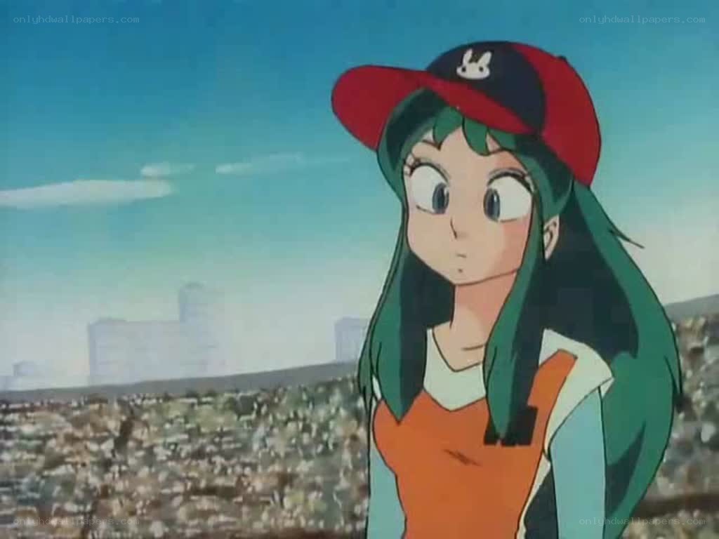 green-haired girl in cap