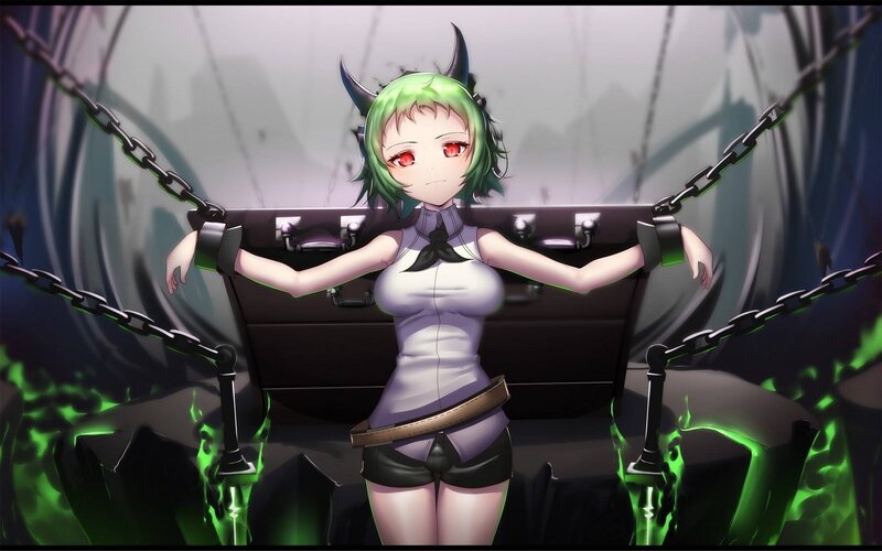 Green-haired Girl in Chains — Green