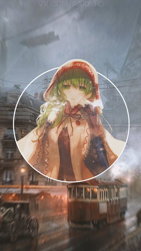Green-haired Girl in Cloak — Green