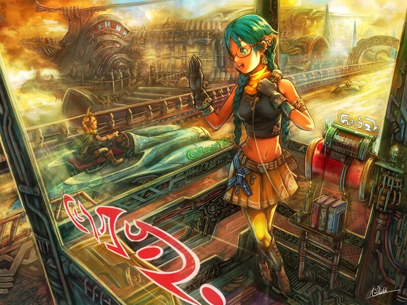 Green-haired Girl in Cockpit — Green