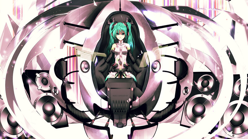 Green-haired Girl in Cockpit — White