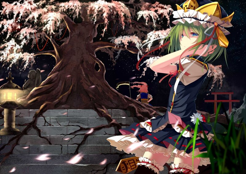 Green-haired Girl in Dress — Black, Serene