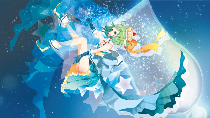 Green-haired Girl in Dress — Blue, Dreamy, Night