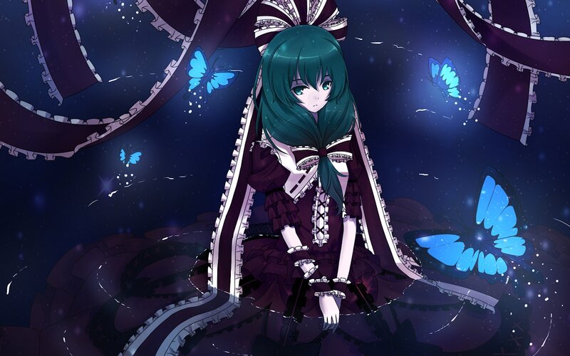 Green-haired Girl in Dress — Blue, Mysterious