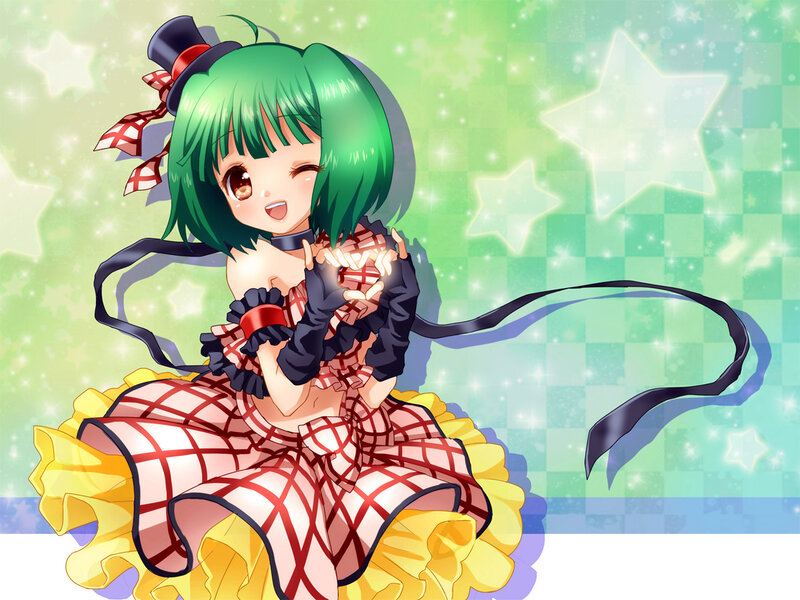 Green-haired Girl in Dress — Green, Cheerful