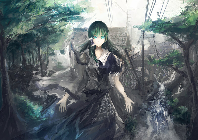 Green-haired Girl in Dress — Green, Dramatic, Afternoon