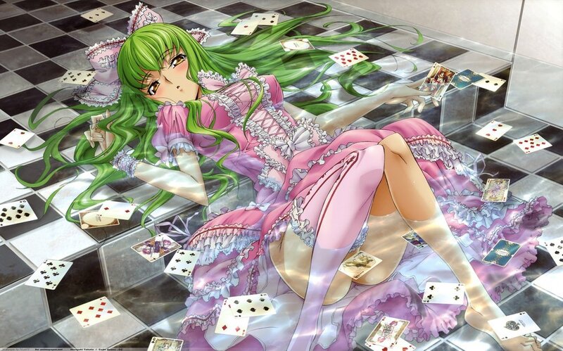 Green-haired Girl in Dress — Green, Dramatic, Anime, Playing Cards
