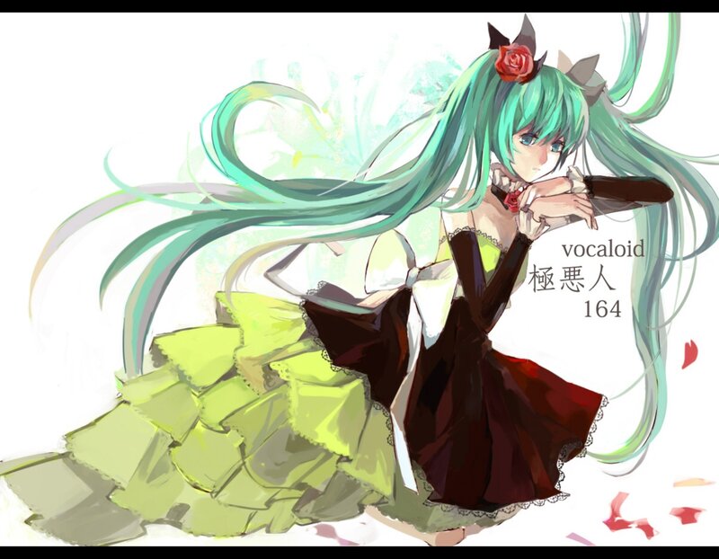 Green-haired Girl in Dress — Green, Dramatic, Digital Art