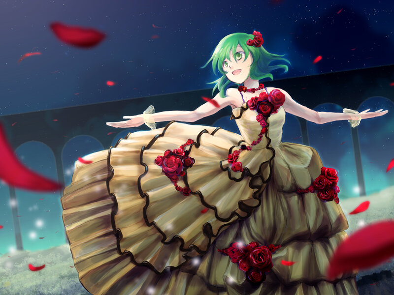 Green-haired Girl in Dress — Green, Dramatic