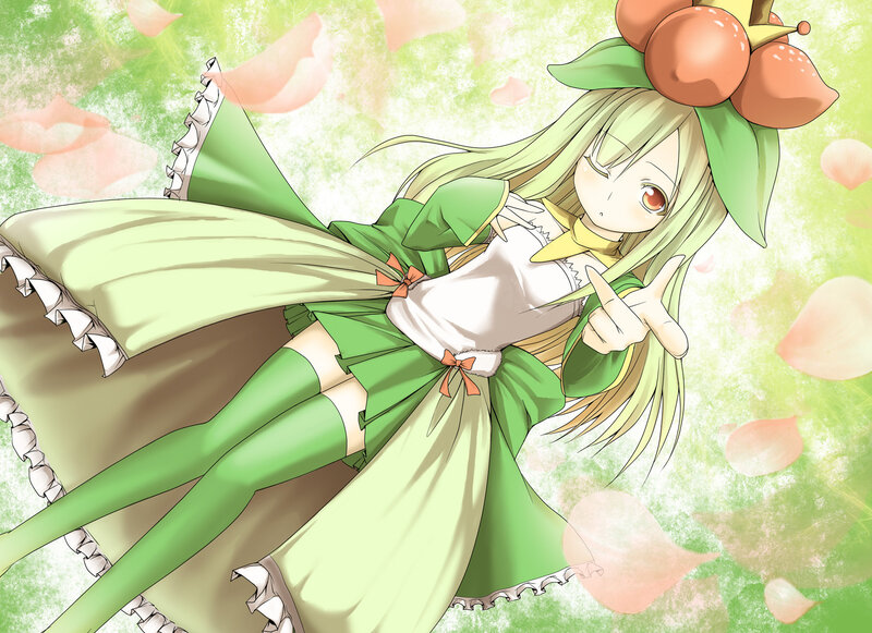 Green-haired Girl in Dress — Green, Playful, Spring