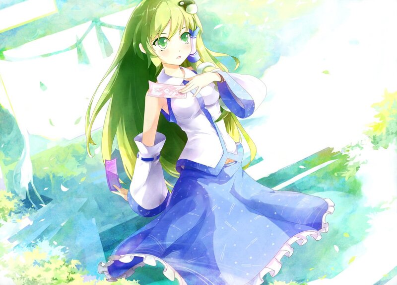 Green-haired Girl in Dress — Green, Serene, Afternoon, Anime, Cards