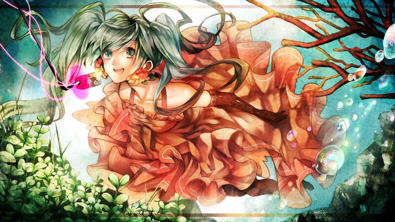 Green-haired Girl in Dress — Orange
