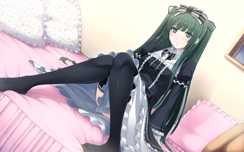 Green-haired Girl in Dress — Pink, Calm