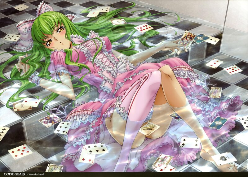 Green-haired Girl in Dress — Pink, Dramatic