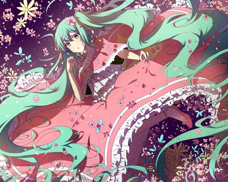 Green-haired Girl in Dress — Pink, Dreamy, Spring