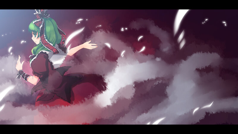 Green-haired Girl in Dress — Purple, Dramatic